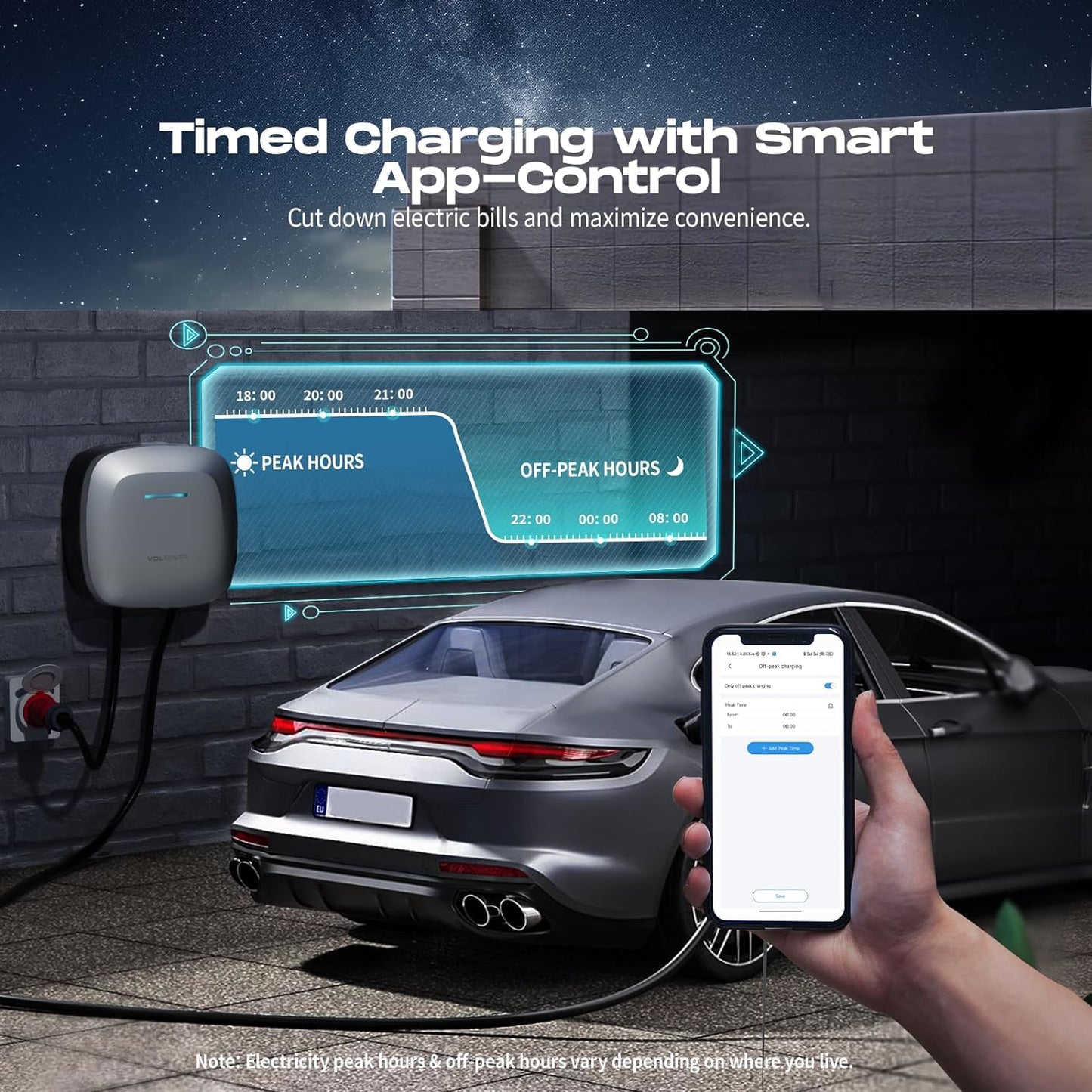 VDL POWER EV Charger 11KW, Type 2 Electric Car Charger, 10/13/16A EV Charging Station with APP Control 5M Cable Electric Vehicle Charger, IP65 Waterproof Wall Charging Box, Fast Charge
