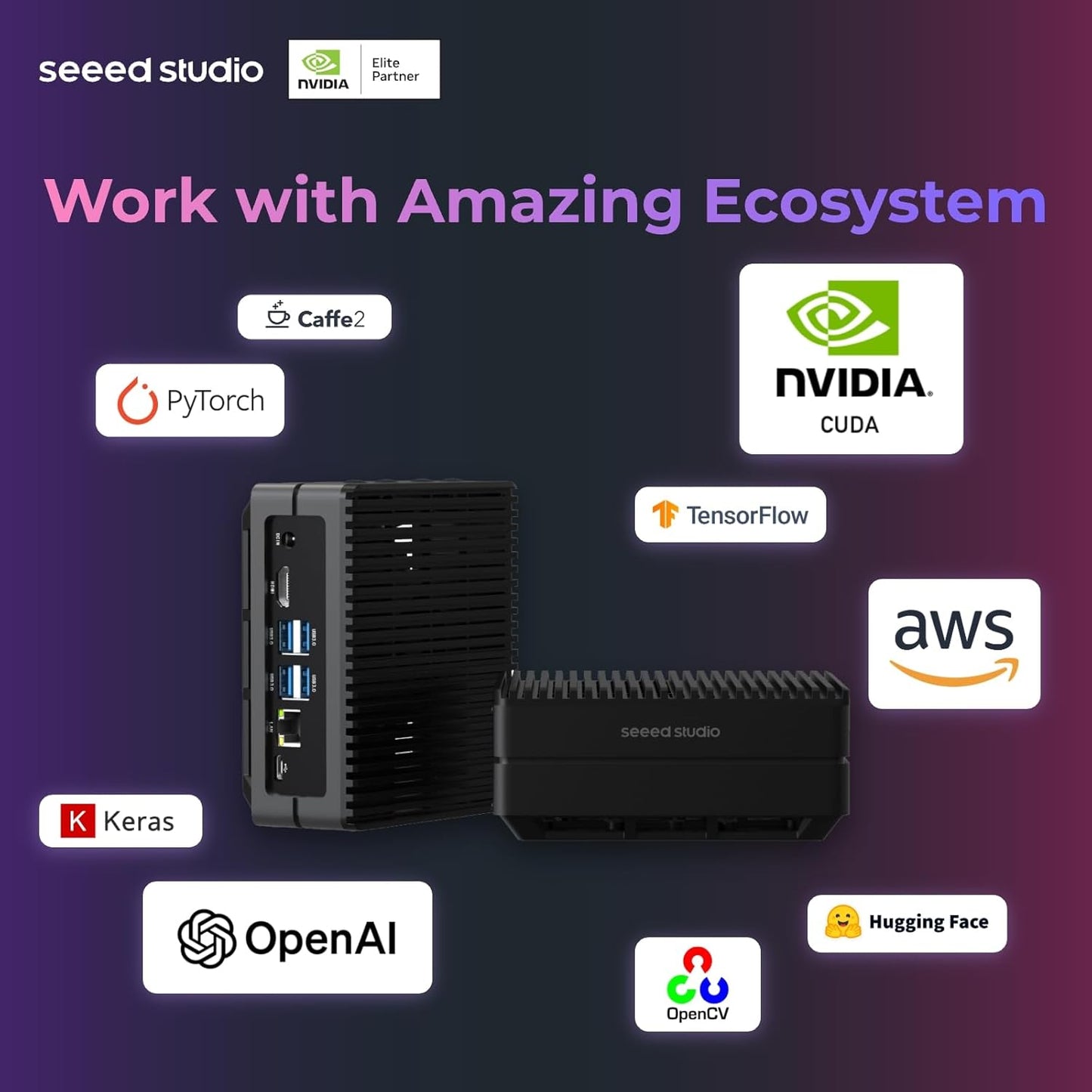 Seeed studio NVIDIA Jetson Nano Edge AI Device - Kit reComputer J1010, carcasa de aluminio, sistema Jetpack preinstalado. Mini PC con 0.5 TFLOP (FP16), fuente de alimentación no incluida