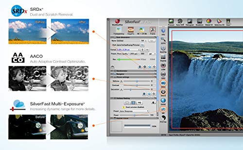 Plustek OpticFilm 318.898-1.378 in Escáner de película negativa/diapositivas con 7200 DPI y salida de 48 bits. Paquete Silverfast SE Plus 9, compatible con Mac y Windows