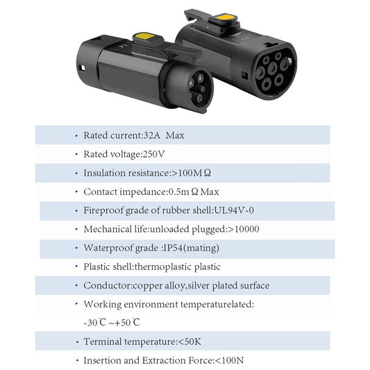 Conector EV GBT (cargador) a Tipo 1 (coche), adaptador de carga EV, 32 A, 7 kW, 250 V