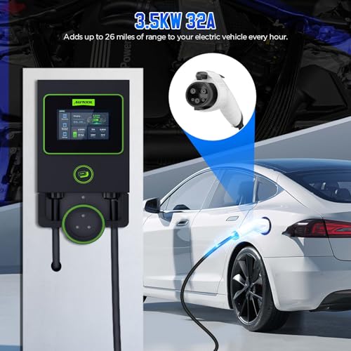 AUTOOL C701 Cargador EV de nivel 2 NEMA 14-50 EVSE, cargador EV de 32 amperios nivel 2, estación de carga de vehículos eléctricos habilitada para WiFi y Bluetooth, cable de 26 pies