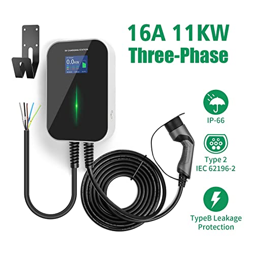 Estaciones de carga de vehículos eléctricos 16A 3Phase 11KW EV Cargador Estación de carga de vehículos eléctricos con cable tipo 2 IEC 62196-2