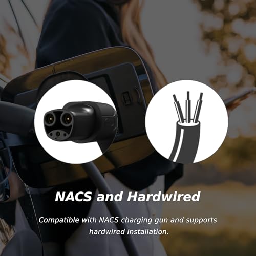 MSI EV Life NACS cableado, cargador de nivel 2, 240 V, 60 A, 14.4 kW, clasificación IP55, resistente al agua y al polvo, IK08 resistente a los impactos, certificado UL2594, Energy Star, 5 años de