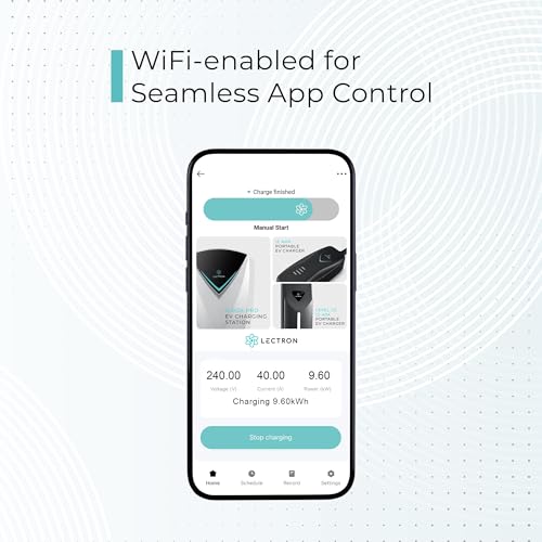 Lectron Cargador J1772 de nivel 2 (versión WiFi) – 240 V, 40 amperios, enchufe NEMA 14-50, cable de extensión de 16 pies – Cargador de coche eléctrico portátil para J1772 Evs
