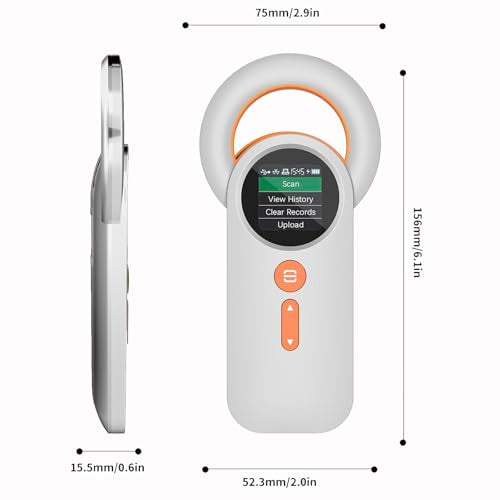 Escáner de microchip para mascotas, lector de microchip recargable para perros, lector de microchip RFID EMID para ISO11784 / ISO11785 / FDX-B, USB inalámbrico Bluetooth de 2.4 GHz, pantalla TFT