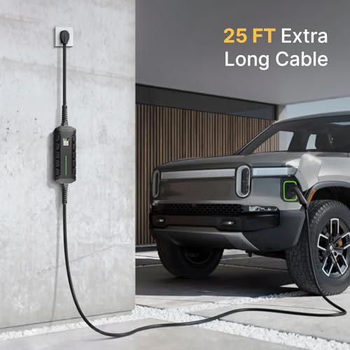 Morec Cargador EV de nivel 2 certificado ETL/UL, estación de carga doméstica de 40 A 9.6 KW, NEMA 14-50 240 V, cargador portátil EV con cable de 25 pies para automóviles SAE J1772