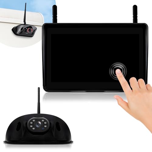 Cámara de respaldo inalámbrica de 7 pulgadas 1080P DVR cámara de visión trasera compatible con enchufe precableado Furrion, monitor de pantalla táctil y cámara de visión nocturna impermeable