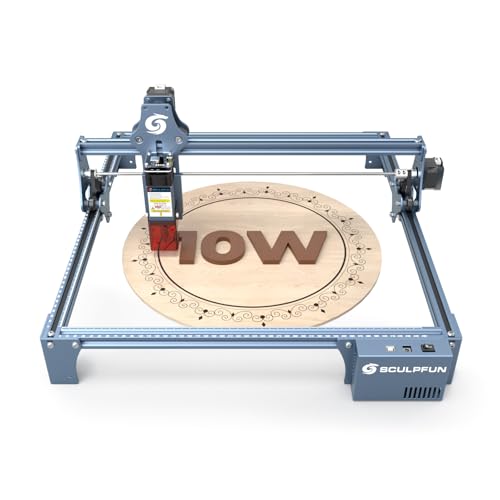 SCULPFUN Grabador láser S9 Pro 10W, máquina de grabado láser de alta precisión de 0.002 in, cortador láser acrílico de madera de hasta 0.787 in de 0.591 in, máquina grabadora láser para madera, metal,