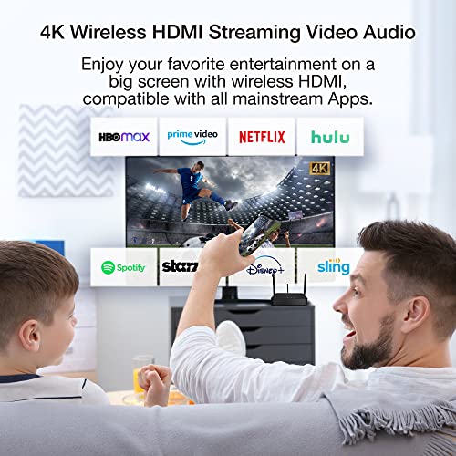 QuattroPod Lite - Transmisor HDMI inalámbrico y receptor HDMI, espejo de pantalla y extensión a TV para portátil/PC/PS5, HDMI de 98.4 ft, HDMI de 131.2 ft, HDMI de 164.0 ft. EZCAST USB 2T1R
