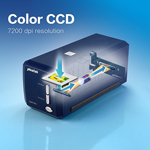 Plustek OpticFilm 318.898-1.378 in Escáner de película negativa/diapositivas con 7200 DPI y salida de 48 bits. Paquete Silverfast SE Plus 9, compatible con Mac y Windows