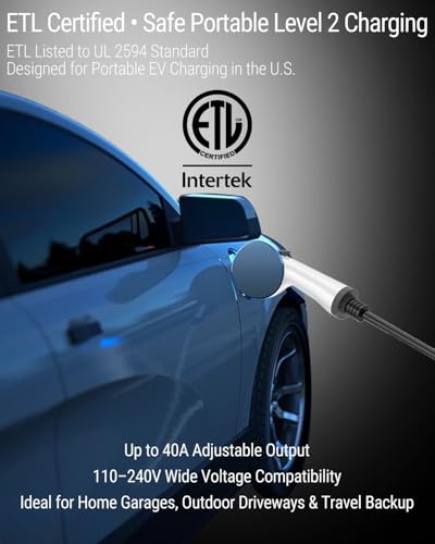 Cargador EV de nivel 2 que incluye adaptador J1772 a Tesla, cargador EV de 40 amperios 110-240 V 25 pies y enchufes NEMA 14-50, cargador portátil para el hogar -
TopAutoGear #170610