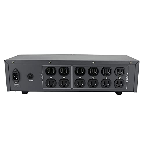 Acondicionador de energía de ruido de CA - Purificador de red de audio y video Filtro de ruido Protector de sobretensiones con enchufes estándar de EE. UU. (plata)