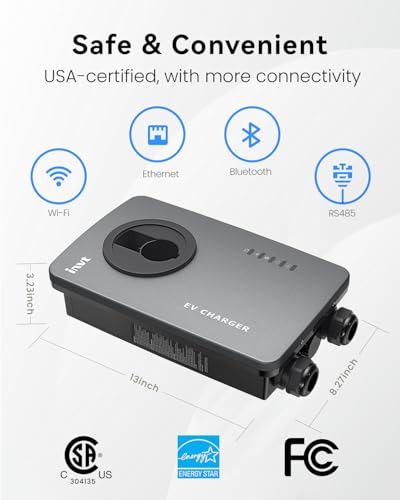 invt Cargador EV de nivel 2 – Cargador EV de 40 amperios nivel 2, cargador MENA 14-50 J1772, compatible con WiFi Ethernet, cargador de coche eléctrico para interiores y exteriores, nivel 2, estaciones