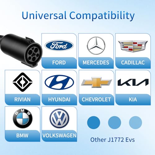 Cable de Extensión EV J1772 48A 20ft, Cable de Extensión de Cargador EV Nivel 2, Cable de Extensión EV de 240V para Carga Rápida y Uso Intensivo