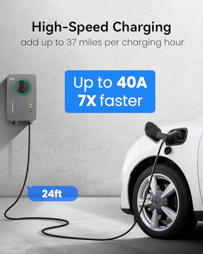 invt Cargador EV de nivel 2 – Cargador EV de 40 amperios nivel 2, cargador MENA 14-50 J1772, compatible con WiFi Ethernet, cargador de coche eléctrico para interiores y exteriores, nivel 2, estaciones