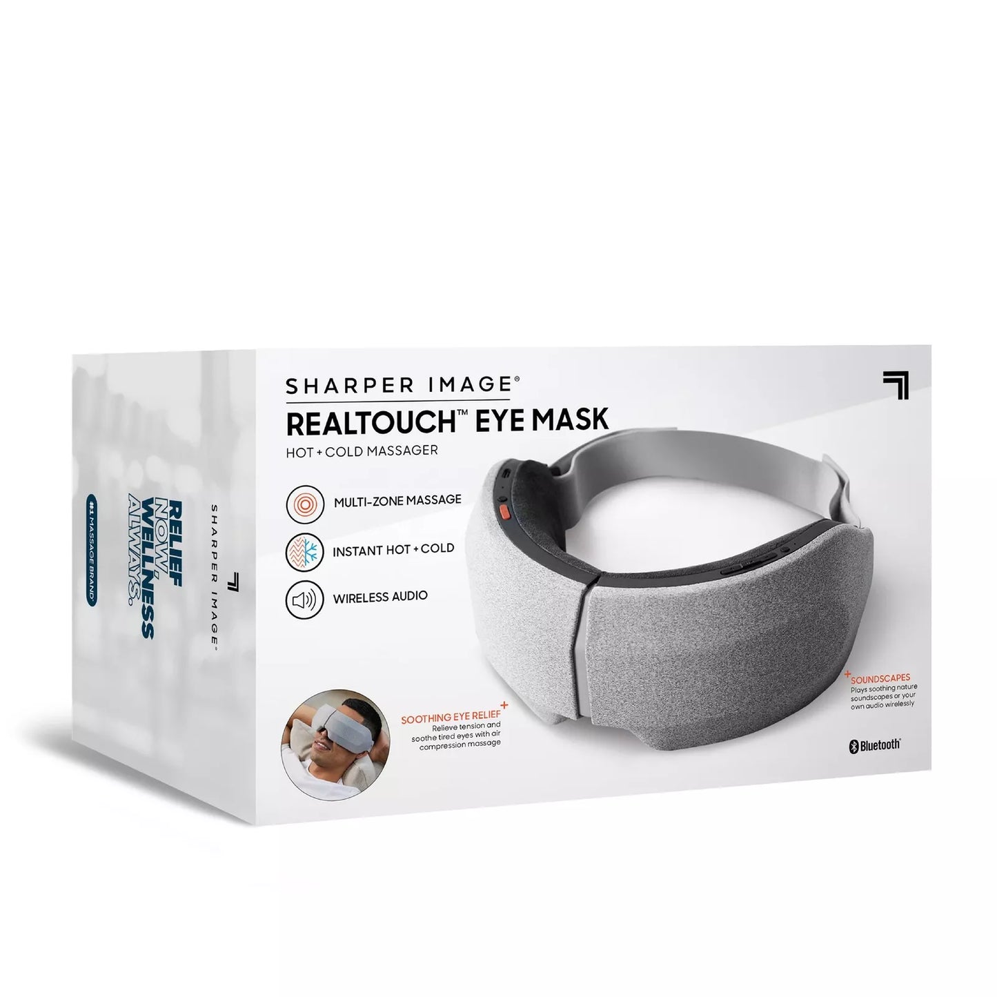 Máscara de ojos Sharper Image RealTouch, masajeador de frío y calor, color gris 1016957