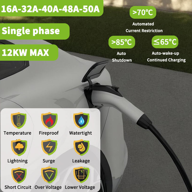 Cargador EV WUFEN de nivel 2, 50 A, portátil, tipo 1, cable de 5 m, estación de carga EV doméstica, 240 V, enchufe NEMA 14-50, compatible con todos los modelos SAE J1772.