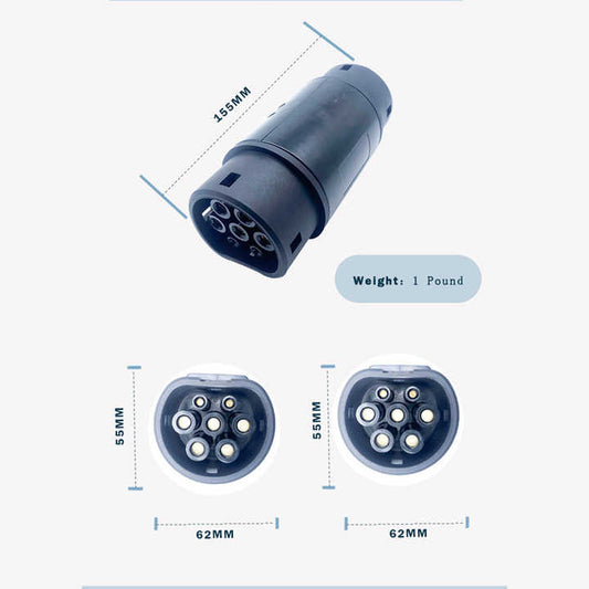 Adaptador de cargador 32A 22KW EV GBT a Tipo 2 adaptador de enchufe EV para coche eléctrico estándar Chino de cargador GB/T a IEC 62196-2 EV