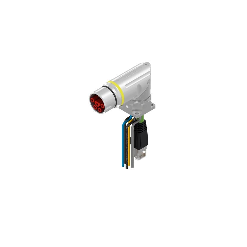 Amphenol CONEC 58-22017 58 Circular, hembra y de 09 pos, ángulo recto a RJ45, 8p4c y conductores 1.64' (500.0mm)