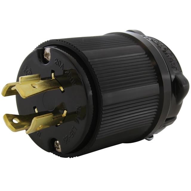 AC Connectors ASL1520P-BK AC WORKS® NEMA L15-20P Clavija de conexión, hojas macho 20A 250VCA, 3 fase