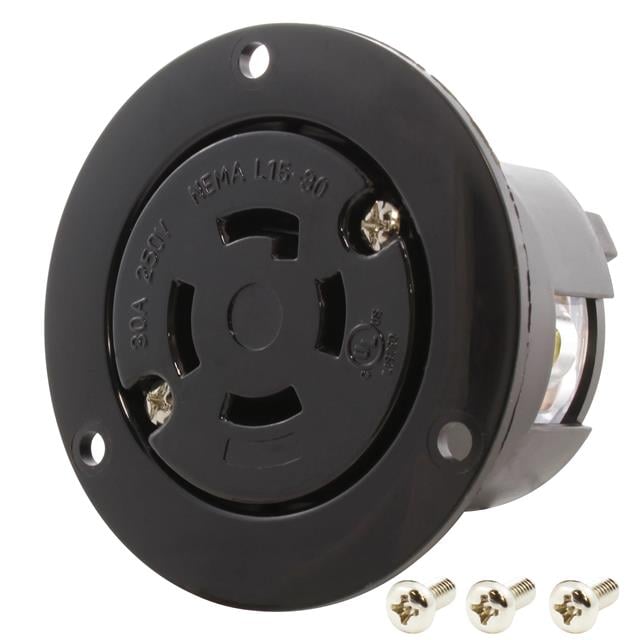 AC Connectors ASOUL1530R AC WORKS® NEMA L15-30R Clavija de conexión, enchufes hembra 30A 250VCA, 3 fase