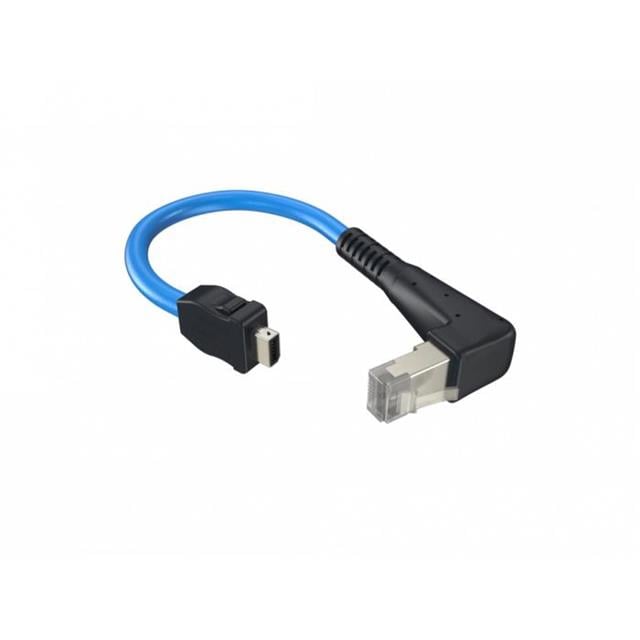 Amphenol ICC (Commercial Products) ND9ACH250AL ix Industrial® Toma rectangular de 10 posiciones a RJ45, 8p8c, ángulo recto 1.64' (500.0mm)