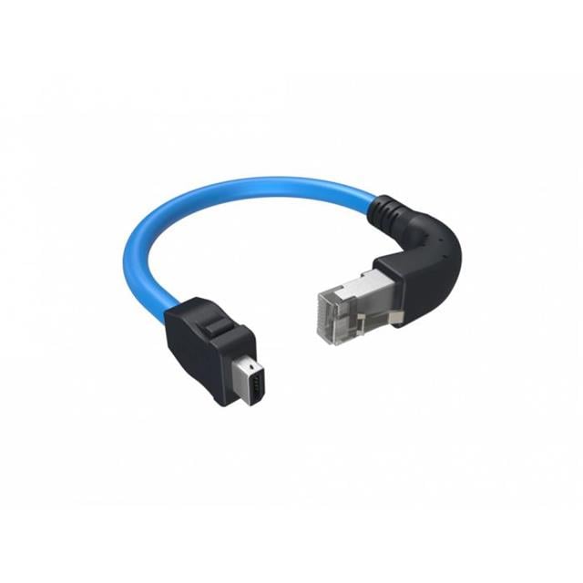 Amphenol ICC (Commercial Products) ND9ACH250AM ix Industrial® Toma rectangular de 10 posiciones a RJ45, 8p8c, ángulo recto 1.64' (500.0mm)