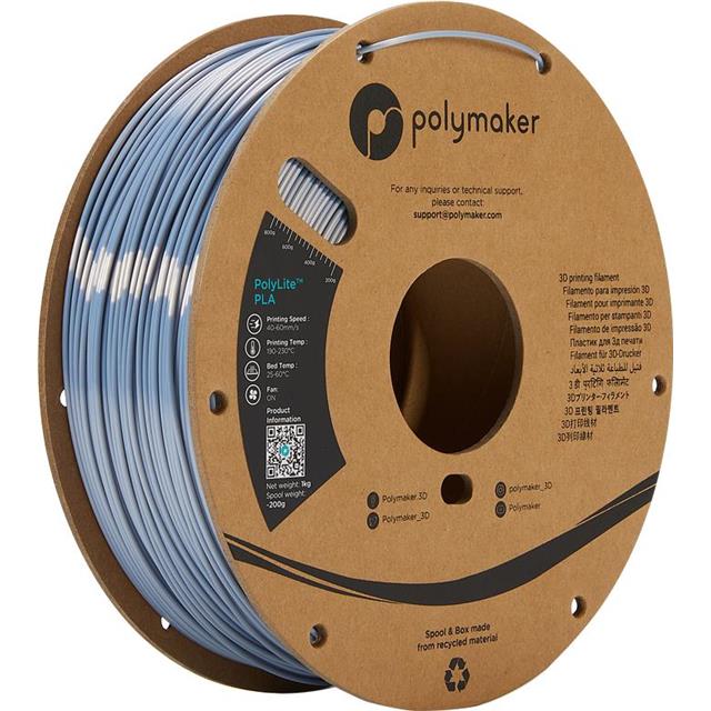 LulzBot RM-PL0370 Polymaker™ PolyLite™ PLA PLA (polilactida) Plata (plata de seda)