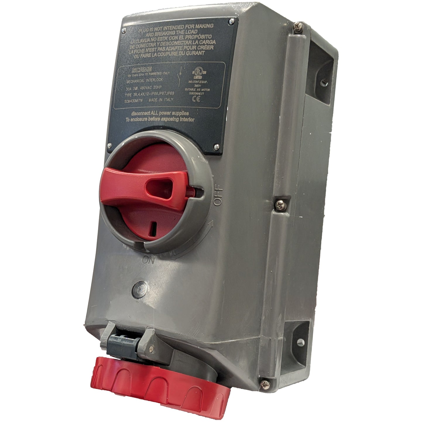 Scame SCM430MI7W Pin & Sleeve Pin y manguito (3P4W) Clavija de conexión, enchufes hembra 30A 480VCA, 3 fase