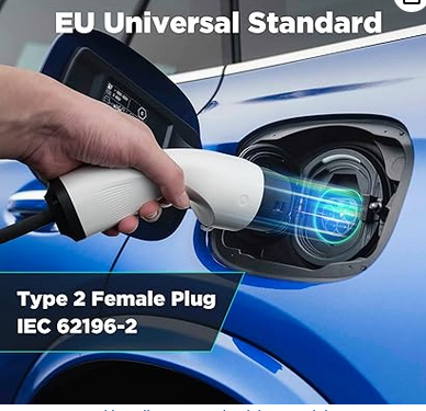 EVSEdesigner Wallbox 7.4kW Tipo 2 Estacion de Carga para Vehiculos Electricos Monofasico 6M Cable Uso Interior y Exterior YM30-7.2KW