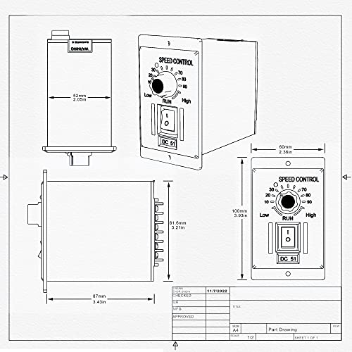 Controlador de velocidad del motor de CC Entrada de CA 110V DC 0-90V Perilla de salida Regulador de velocidad eléctrica de velocidad ajustable para motor de CC de imán permanente 400W DC-51