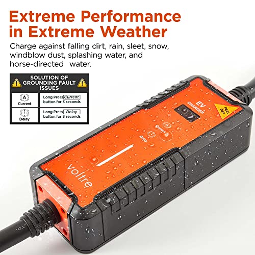 Voltre M2 - Cargador EV de nivel 1 y 2 para Tesla y EVs | Cable máximo de 25 pies | 10-32A | Cargador rápido portátil de coche eléctrico de 110-240V | Enchufe 14-50, 5-15 | Cargador de vehículo