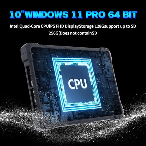 HIGOLEPC Tablet resistente de 10.1 pulgadas Win 11 Pro Celeron N4120 8GB RAM 128 GB ROM Windows Tablet, 600 Nit Outdoor Tablet PC, IP67 impermeable, 16000mAh/3.7V Batería WiFi 5 BT 5.0 - F7G-SUN