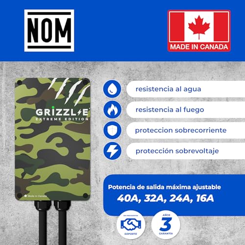 Grizzl-E GBT Classic Cargador de vehículo eléctrico Nivel 2 hasta 40A-10 kW/h, estación de Carga para Interiores/Exteriores con certificación UL-NOMmx, Enchufe NEMA 14-50, Cable Premium de 7.3 Metros