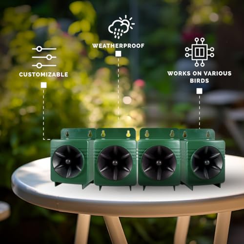 Bird-X Ultrason X, REPELENTE DE AVES ULTRASONICO cobertura 3600 pies cuadrados 4 ALTAVOCES