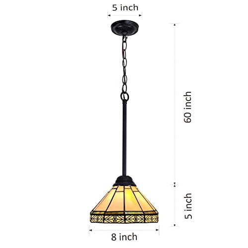 Capulina Tiffany - Lámparas colgantes, mini lámpara colgante de vitrales de 8 pulgadas de ancho, estilo rústico antiguo para cocina, isla, encimera, comedor, pasillo Número de modelo: CL088807CP