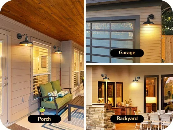 DEWENWILS - Paquete de 2 luces de pared para exteriores de anochecer a amanecer, estilo granero con cuello de cisne, color negro