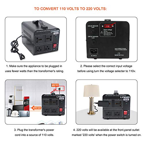 1000W Transformador convertidor de Voltaje (220V a 110V, 110V a 220V) 1000 W convertidor de Subida/Bajada 110/120 voltios - 220/240 voltios