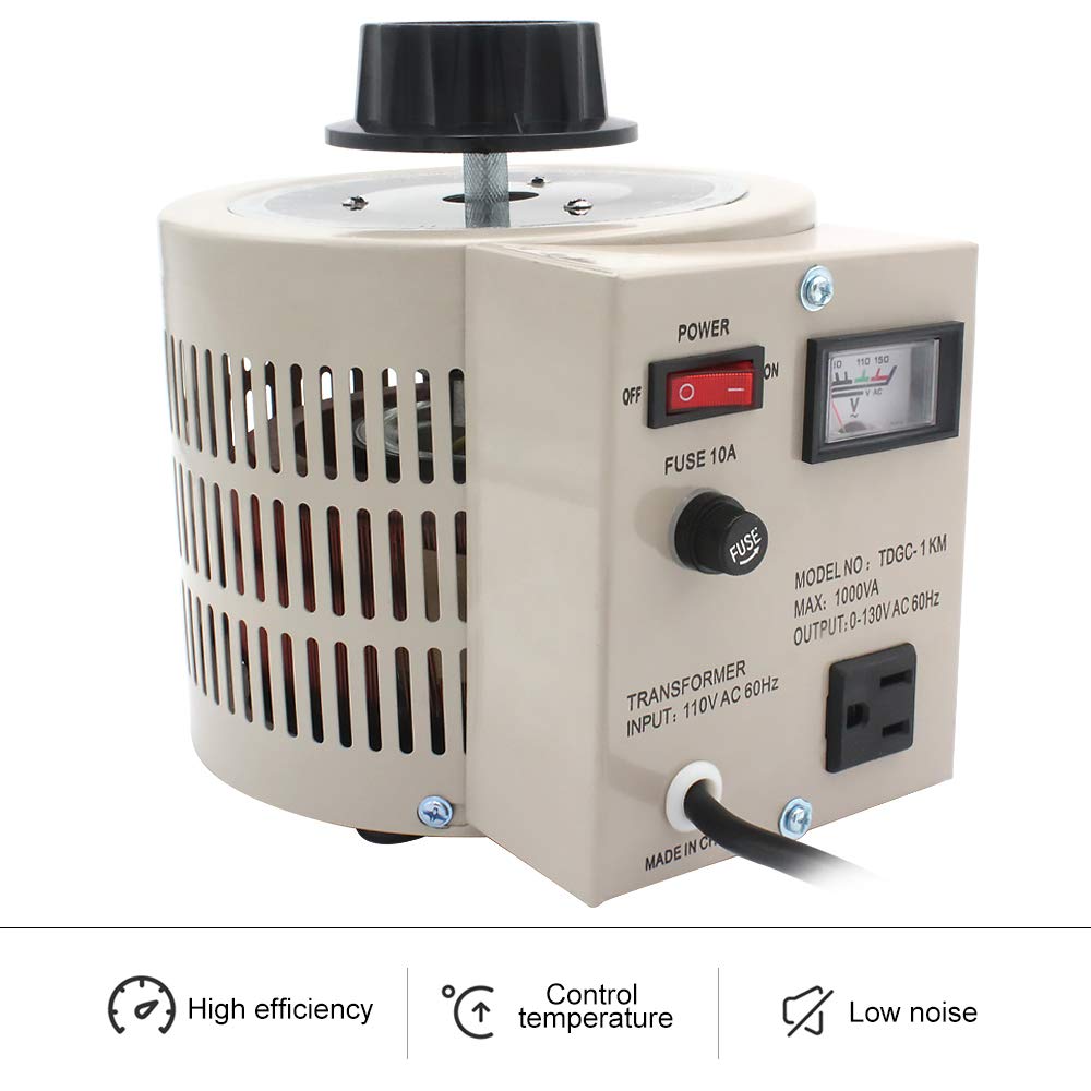 LVYUAN Regulador de voltaje variable del transformador variable, salida 0-130V, entrada 110V-120V (1000VA)