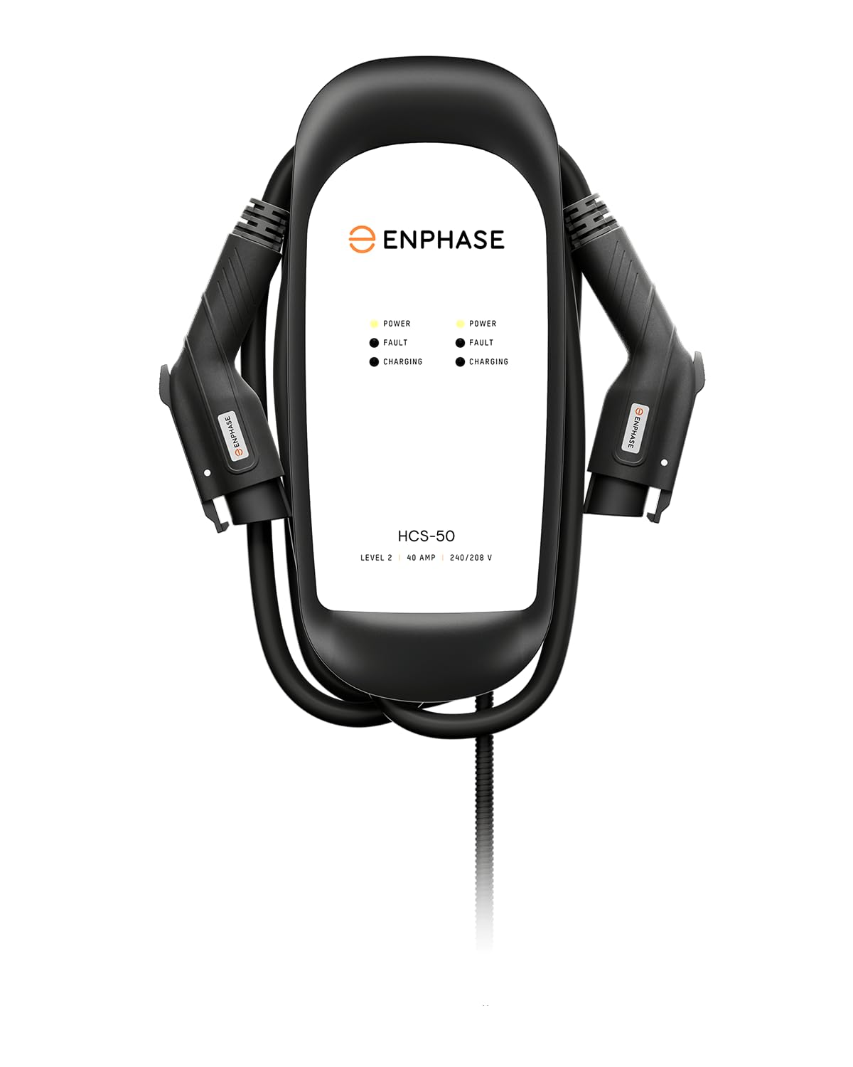 Cargador dual EV de 40 amperios, Enphase HCS-D50, 240v, 9.6kW de potencia, certificado de seguridad, conectores J1772, cableados, cables de 25 pies, anteriormente ClipperCreek