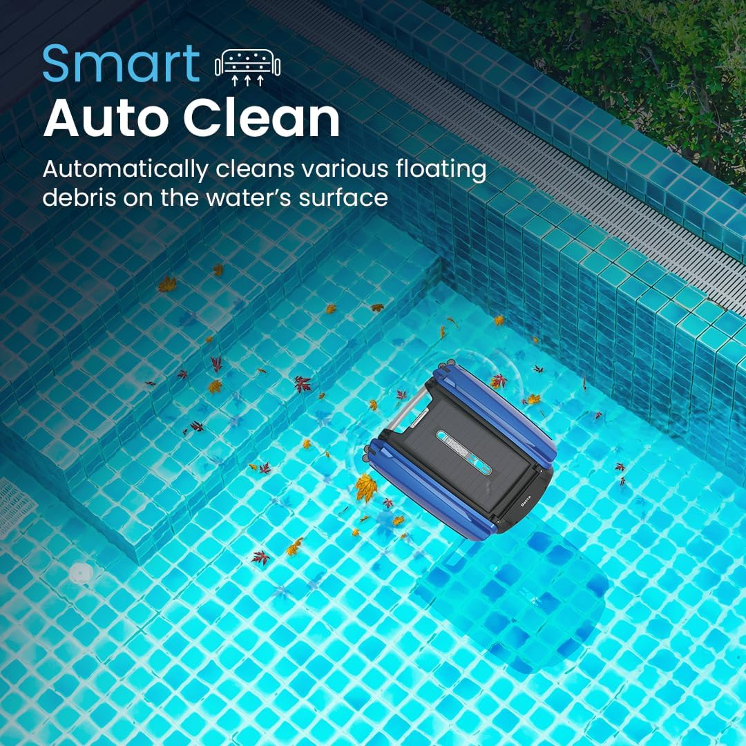 Betta SE - Limpiador robótico automático de superficie de piscina con batería de limpieza continua 24/7 y motores tolerantes al cloro de sal doble rediseñados (azul)
