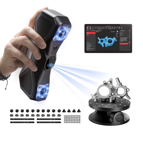 Revopoint MetroX - Escáner 3D para impresión 3D, escáner de impresora 3D de mano, escaneo láser azul, precisión de grado metrología de 0.000 in para objetos oscuros de metal, velocidad de hasta 60