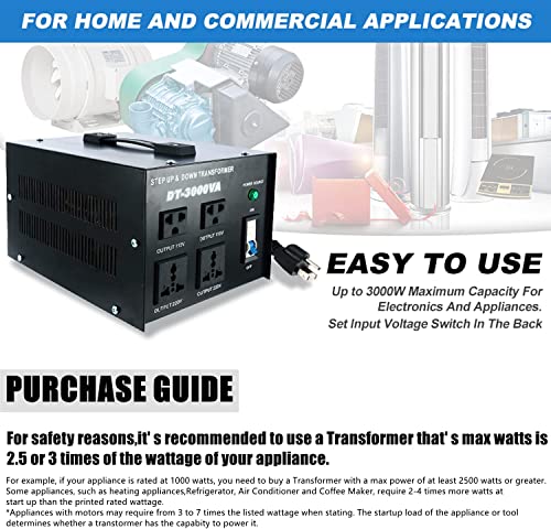 YaeCCC 3000VA Transformador de voltaje Convertidor de potencia 110V/220V Convertidor CA-CA 3000VA