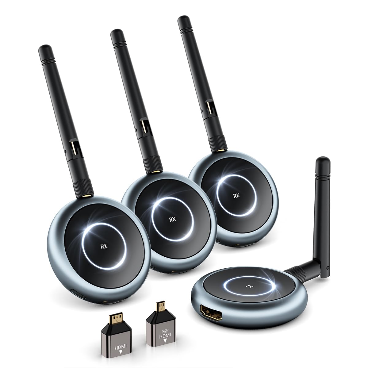 TIMBOOTECH Transmisor HDMI inalámbrico y 3 receptores, hasta 8 receptores, Plug and Play, Extensor inalámbrico HDMI de 5.8 G para PC, portátil, cámara, caja de cable a varios televisores, monitores #G70