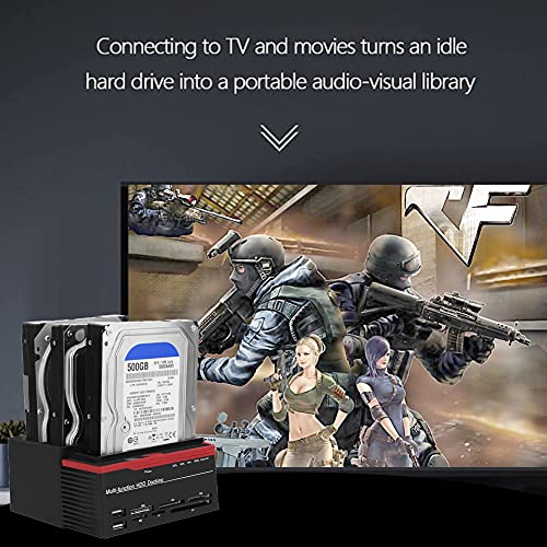 Zopsc USB 3.0 SATA/IDE HDD Estación de acoplamiento de tres bahías sin conexión Clon HUB lector 12V/3A Fuente de alimentación independiente Estación de acoplamiento de disco duro externo (US) 100-240V