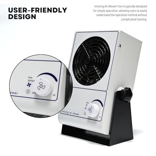 Ventilador ionizante de iones de ventilador de iones de ventilador de eliminación antiestática de descarga ESD Ventilador 110V ionizador de escritorio Ventilador Eliminador de ventilador