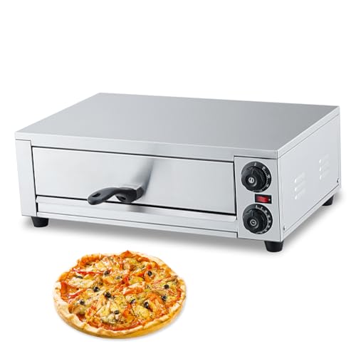GarveeHome - Horno eléctrico de pizza para interior, encimera de 16 pulgadas, horno comercial de pizza con parrilla para parrilla, bandeja para migas, mango y almohadillas para orejas para pies,