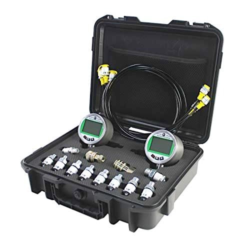 SINOCMP Kit de manómetro digital con 2 medidores de presión de 80 MPA/12000 PSI, 3 mangueras de prueba y 12 acoplamientos, kit de prueba de presión de agua de gas hidráulico con retroiluminación, 1