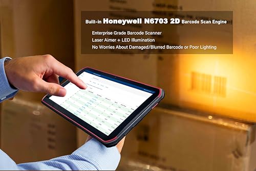Escáner de tableta resistente de 8 pulgadas, tableta Android 13 Enterprise con motor de escáner de código de barras Honeywell N6603 1D y 2D integrado, WiFi y 4G LTE, para seguimiento de inventario de
