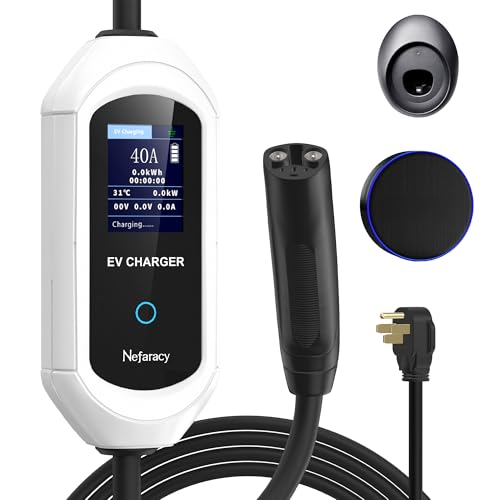 Cargador Tesla de nivel 2 de 40 amperios, cargador portátil EV para Tesla, conector NACS, cargadores de coche eléctricos para Tesla modelo Y/3/S/X, pantalla LED y control de aplicación 240V #NFC-NACS-US